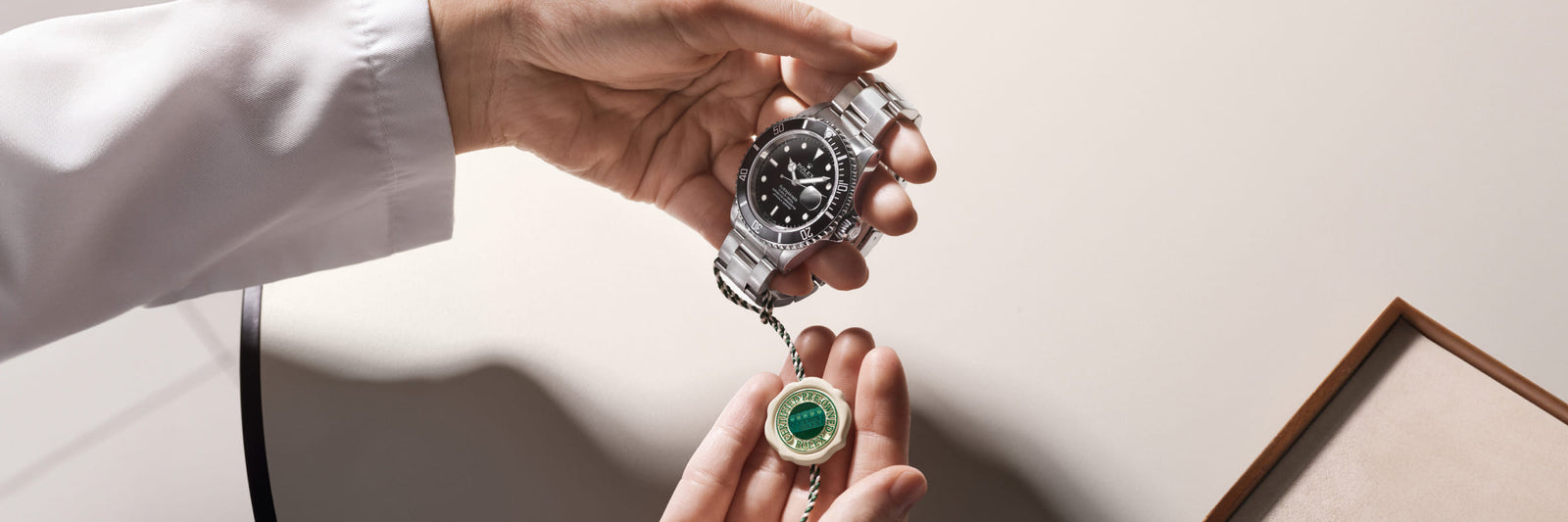 Close-up view of a Rolex timepiece