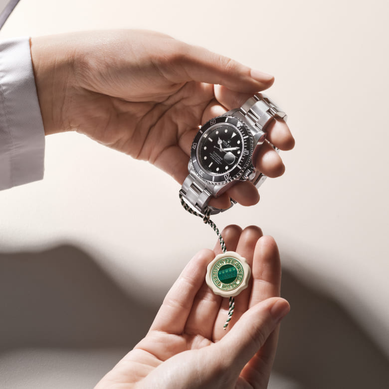 Close-up view of a Rolex timepiece